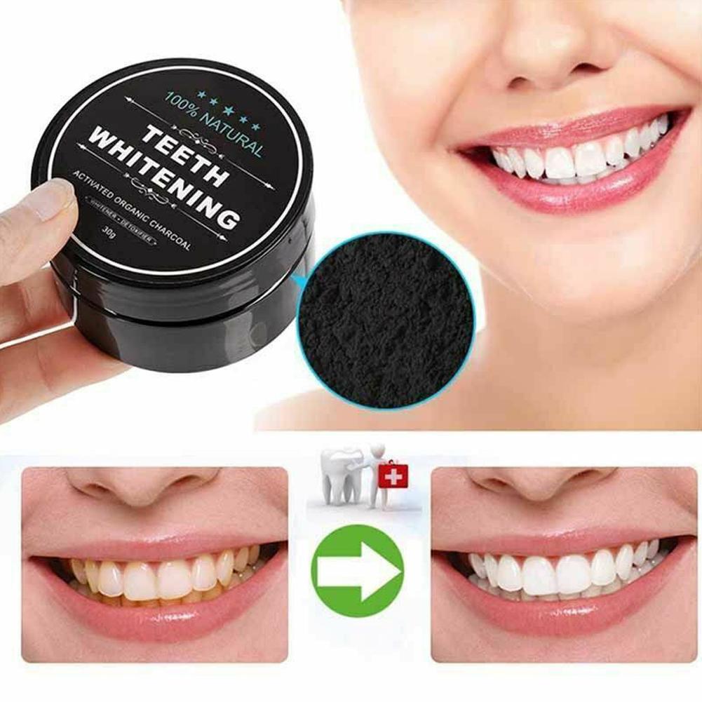 Teeth Whitening Activated Organic Charcoal - ผงถ่านชาร์โคลออร์แกนิคสำหรับขัดฟัน ทำความสะอาด บำรุงฟัน ฟันขาวสะอาด ดูแลสุขภาพช่องปาก 30