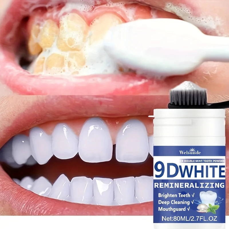 Teeth Whitening Flash - ผงฟันขาว 9D ไวท์ รีมิเนอรัลไลซิ่ง ไฮดรอกซีอะพาไทต์ ผงขัดฟันขาว