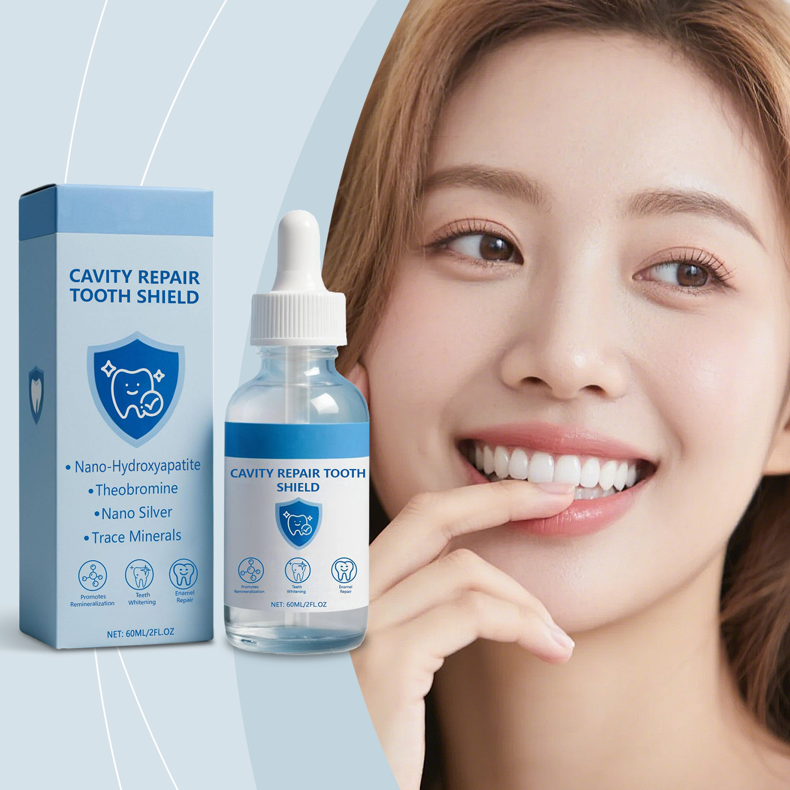 Teeth Whitening Products - น้ำยาขัดฟันขาว 60 มล. ซ่อมแซมฟันผุ ปกป้องฟัน ขจัดคราบฟันอย่างอ่อนโยน