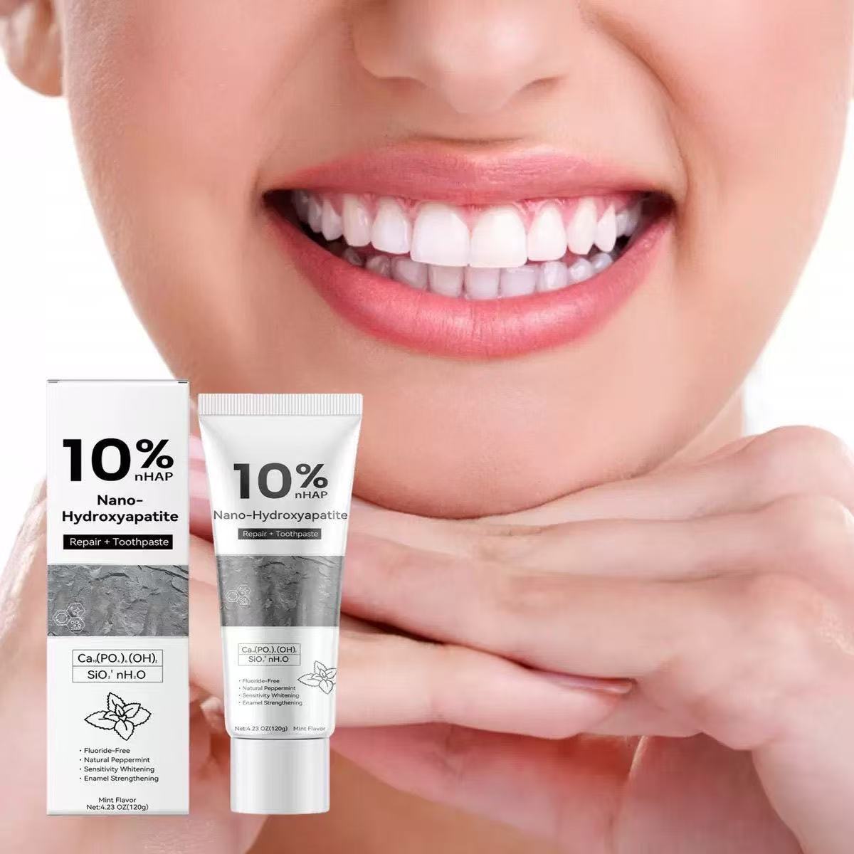 Teeth Whitening Cream - ยาสีฟันนาโนไฮโดรซีอะพาไทต์ 10% ช่วยฟอกสีฟันและขจัดคราบ – ฟันเหลืองสดใสขึ้นและลมหายใจสดชื่น –