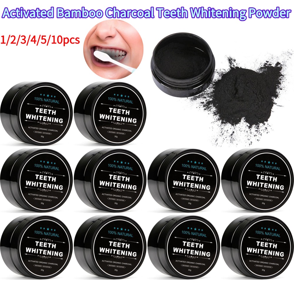 Teeth Whitening Activated Organic Charcoal - ผงฟอกสีฟัน ถ่านไม้ไผ่ออร์แกนิคธรรมชาติ ขจัดคราบเหลือง ทำความสะอาดฟัน ให้ลมหายใจหอมสดชื่น ใช้ได้ทุกวัน
