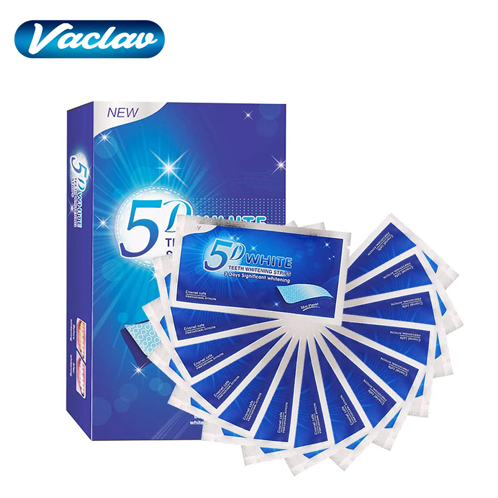 Teeth Whitening Paste - แผ่นฟอกสีฟันขาว 5D ไวท์เทนนิ่ง สตริปเจลฟอกสีฟัน ช่วยขจัดคราบกาแฟจากการสูบบุหรี่ ชุดฟอกสีฟันสำหรับใช้ในบ้านที่มีประสิทธิภาพ