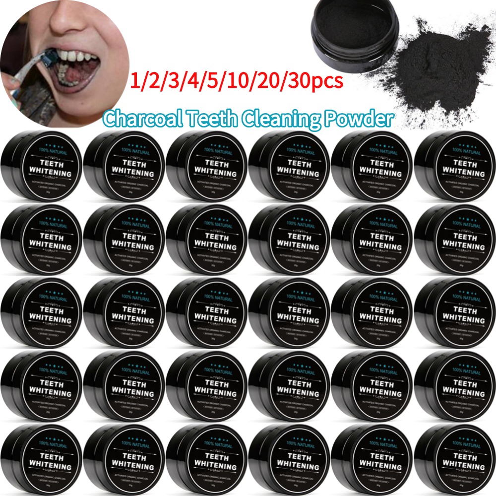 ผงฟอกสีฟันธรรมชาติถ่านกัมมันต์ - Teeth Whitening Activated Organic Charcoal บทวิจารณ์และราคา